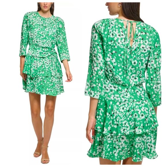 Karl Lagerfeld Paris Printed Jacquard Ruffle-Hem Dress 10 - Picture 5 of 15